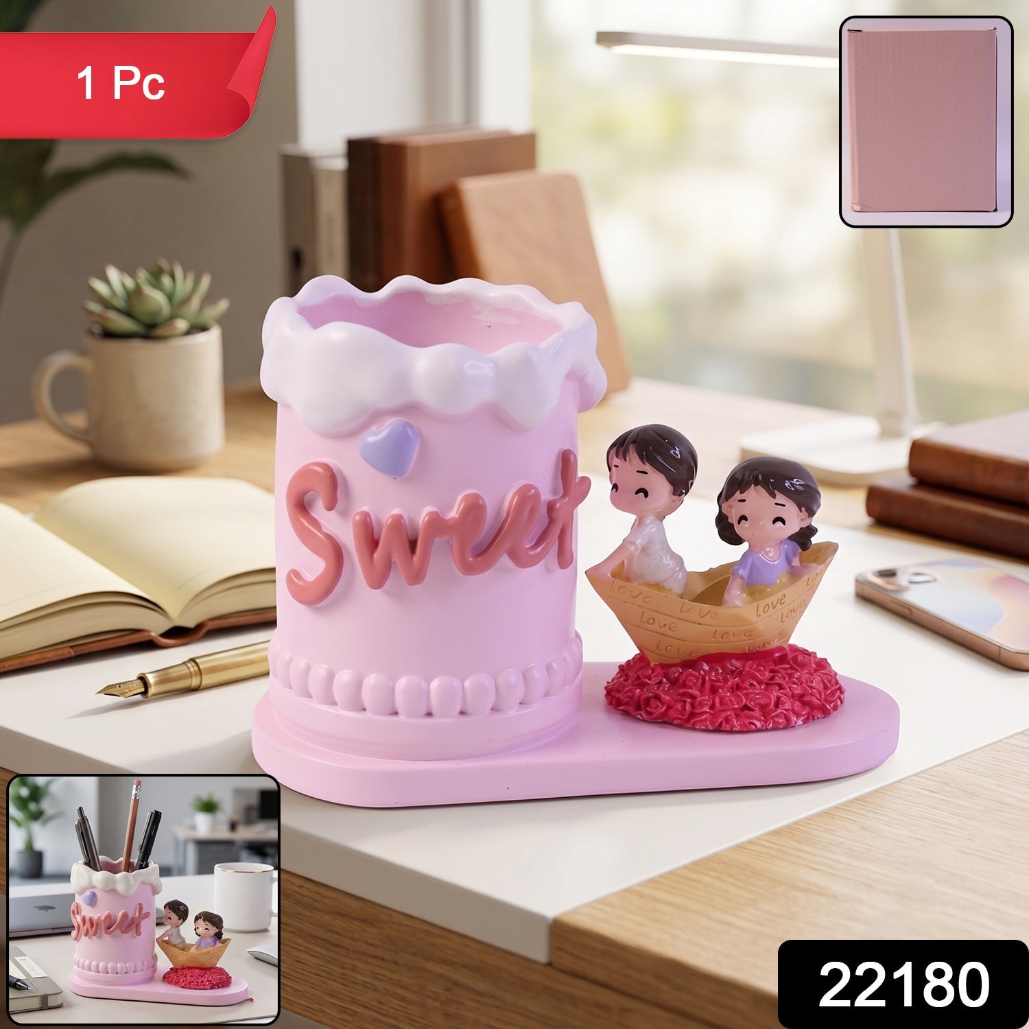 Pen Holder Stand – Decorative Resin Desk Organizer for Home & Office Secondary image