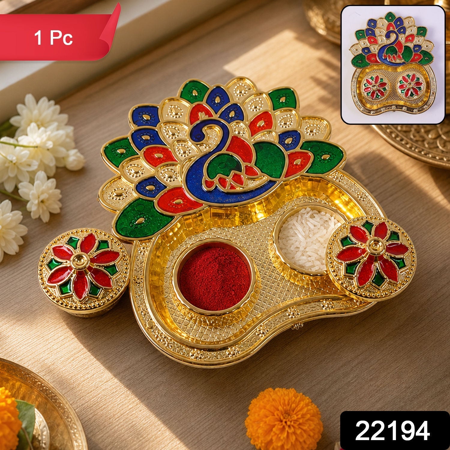 Peacock Shaped Kankavati – Traditional Puja Storage Box Secondary image