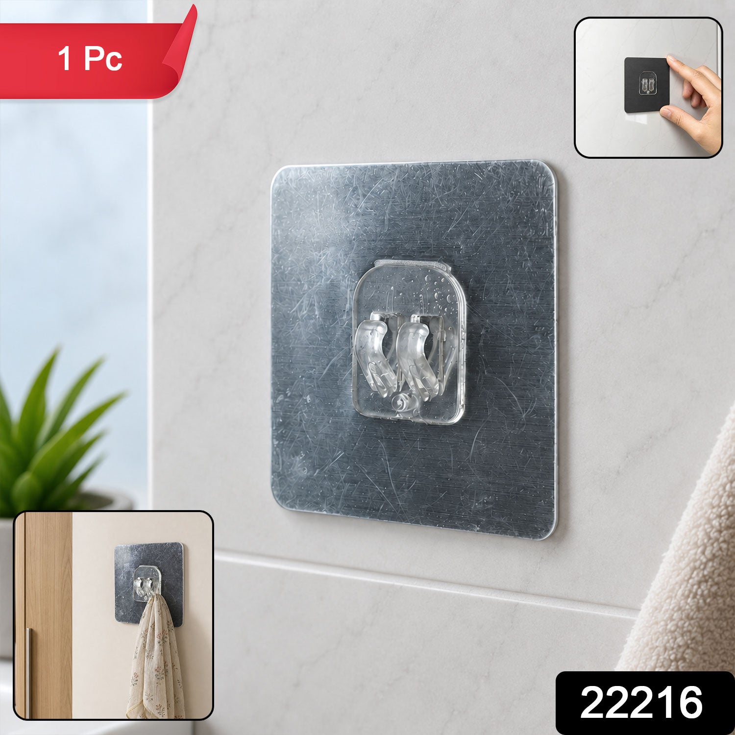 Self-Adhesive Transparent Wall Hook – Damage-Free, Reusable Holder Secondary image