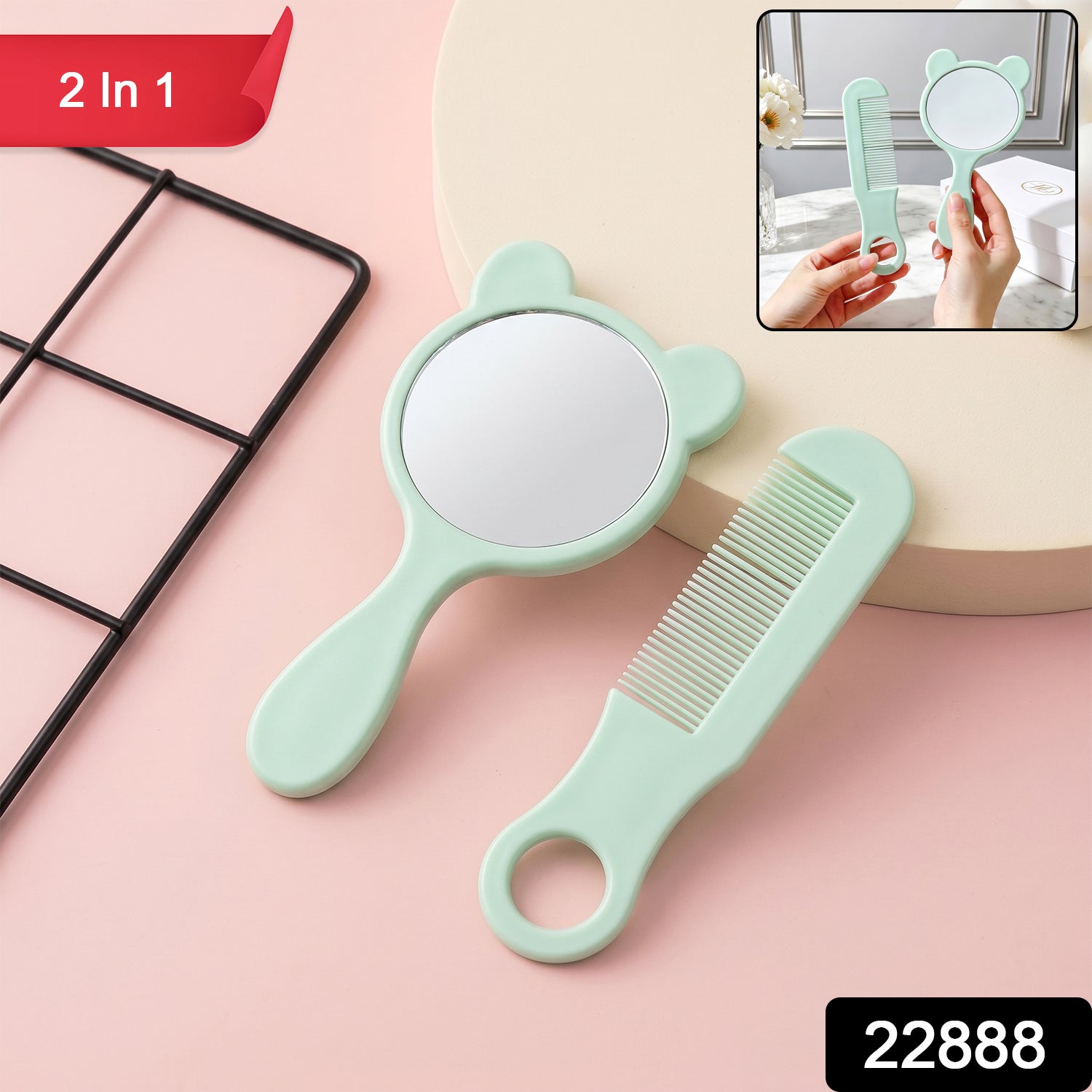 Comb and Mirror Grooming Kit – Compact 2-in-1 Vanity Set for Girls Secondary image