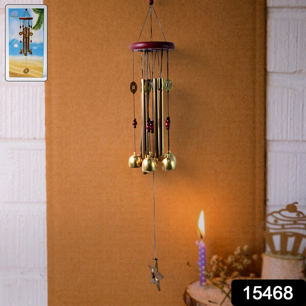 Dragonfly outdoor wind chime hanging in peaceful garden setting Main image