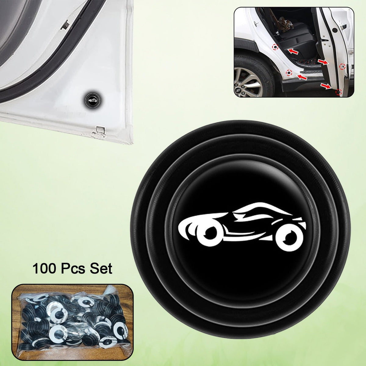 Car Door Protector Shock Absorber stickers in a pack of 100 from Velvet Wheels. Main image