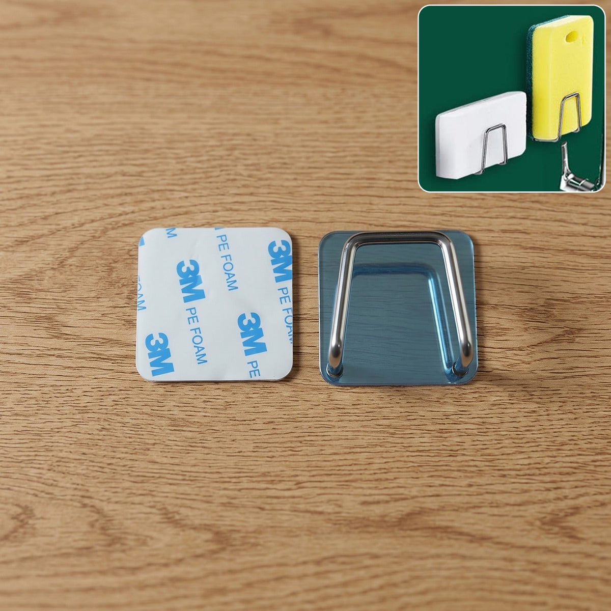 Self adhesive stainless steel wall hook on smooth surface in home Main image