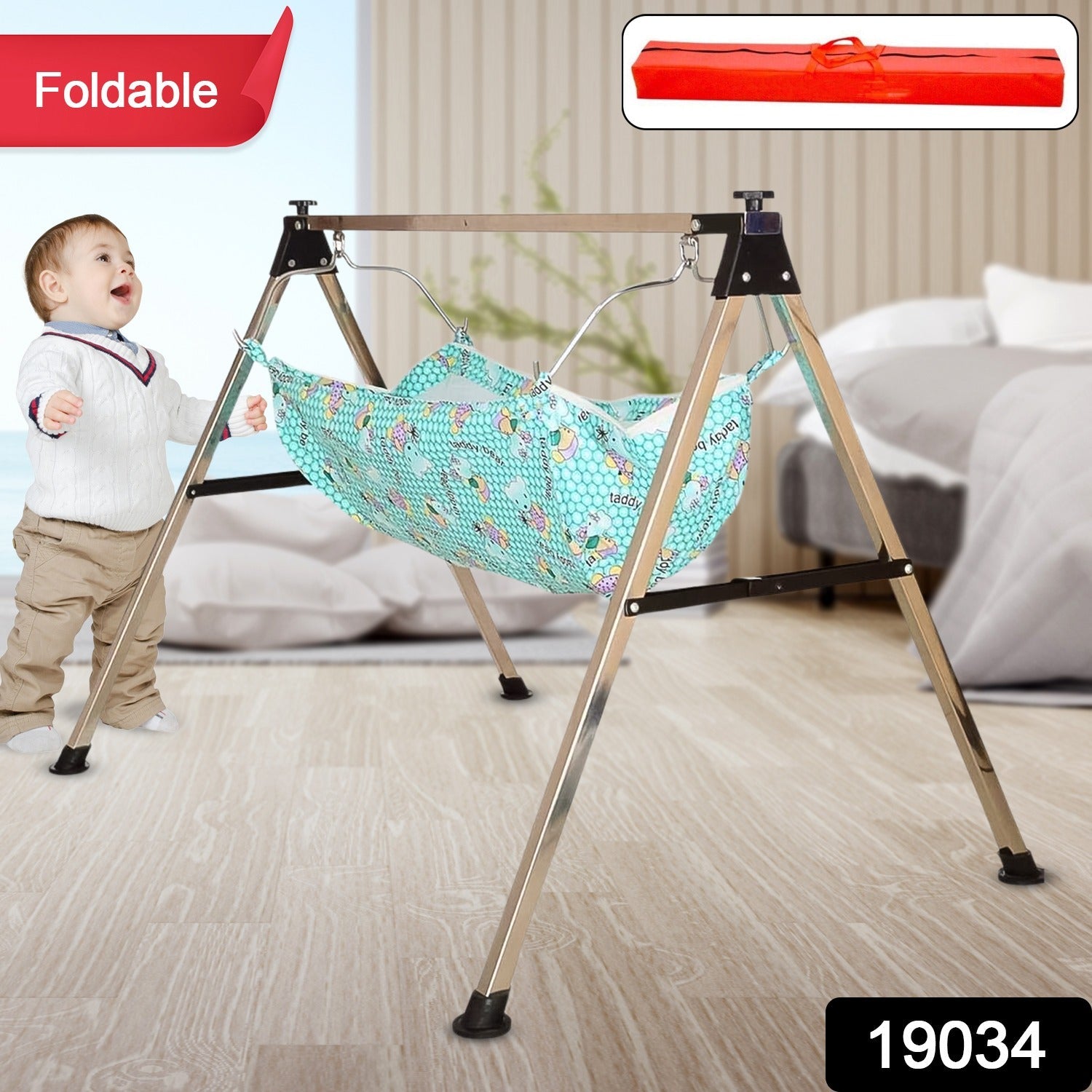 Baby Cradle Ghodiyu – Portable Stainless Steel Folding Swing Stand Secondary image