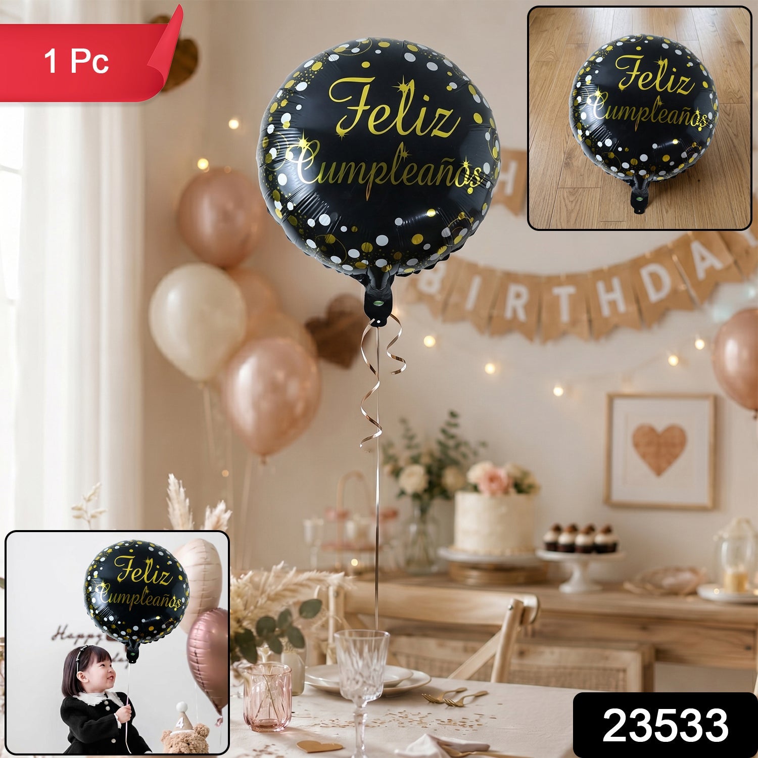 Feliz Cumpleanos Foil Balloon – Bright Party Decor for Birthdays Secondary image