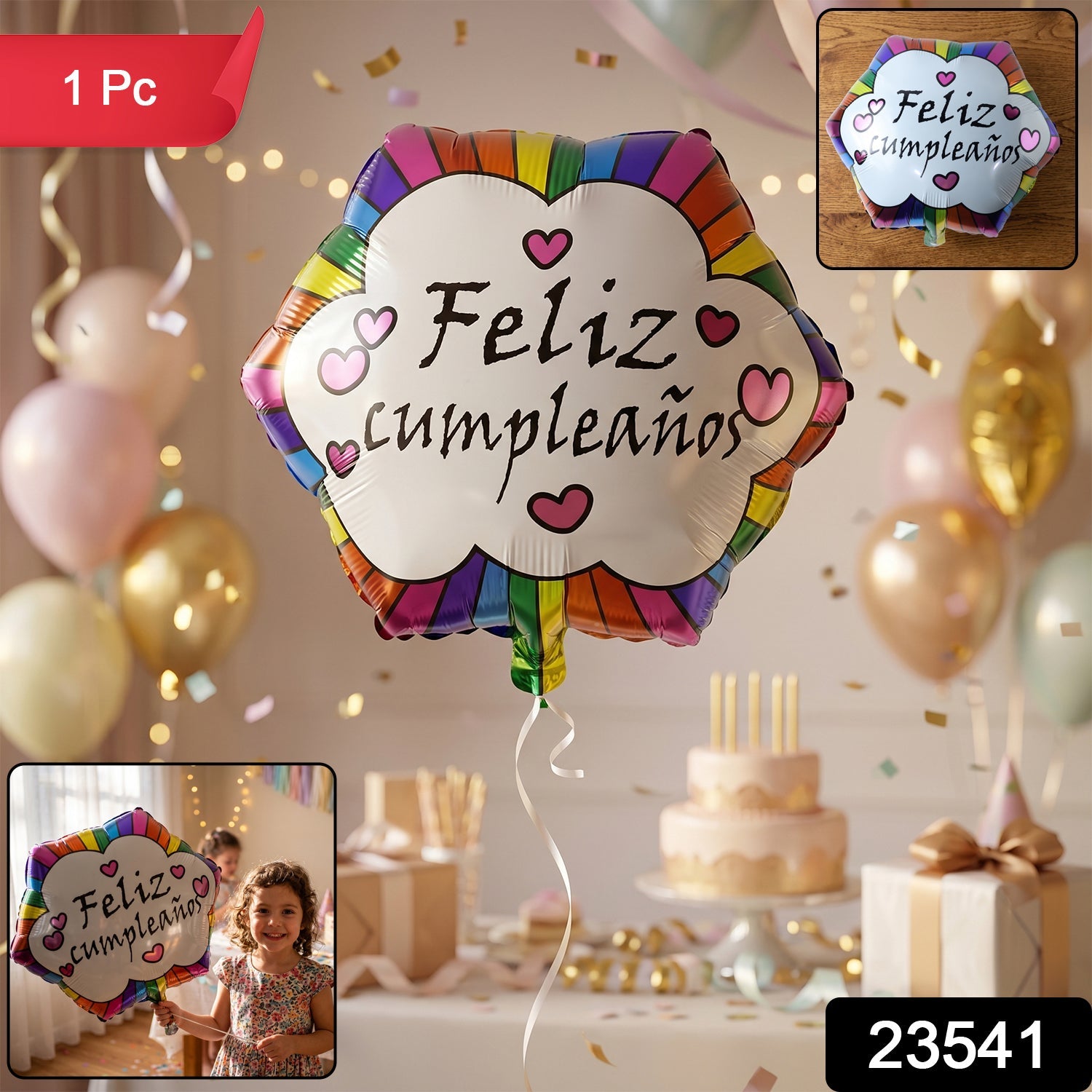 Feliz Cumpleanos Foil Balloon – Vibrant Birthday Decoration Secondary image