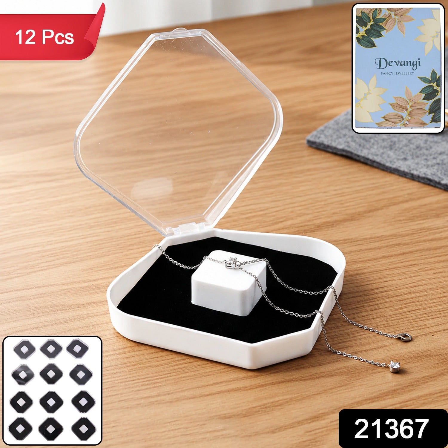 Jewellery Storage Box Set – 12 Pc Soft Cushion Display Secondary image