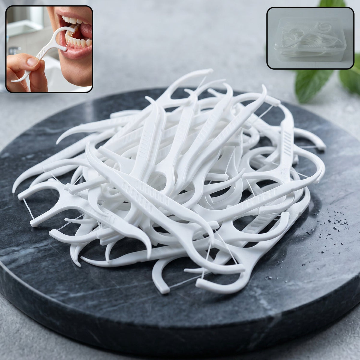 2-in-1 dental floss & toothpick sticks with case for portable oral care Main image