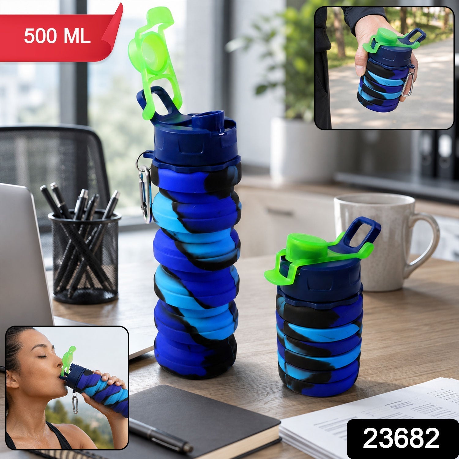 Sili Fold Collapsible Silicone Water Bottle – Leakproof & Portable Secondary image
