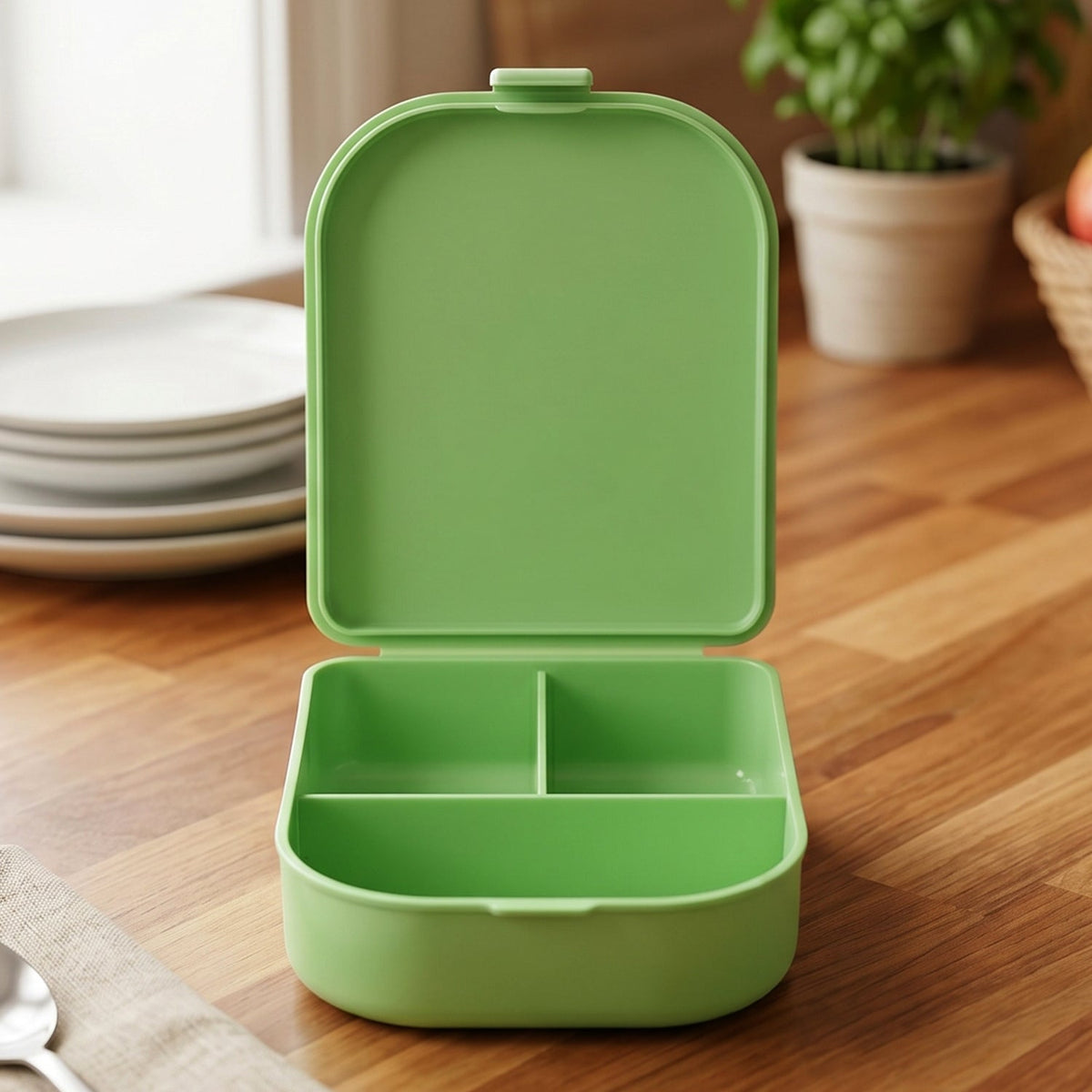 Portable 3-compartment pill organizer box for daily medication. Main image