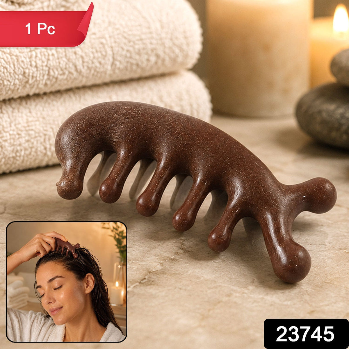 Ergonomic wooden scalp massager comb for relaxation and hair care Main image