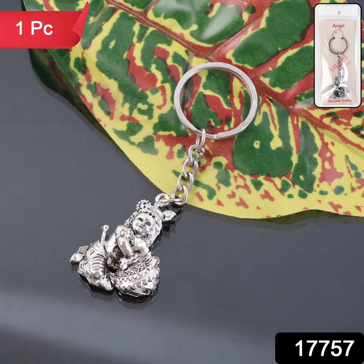 Bal Krishna Makhan Chor Keychain – Premium Silver Finish Secondary image