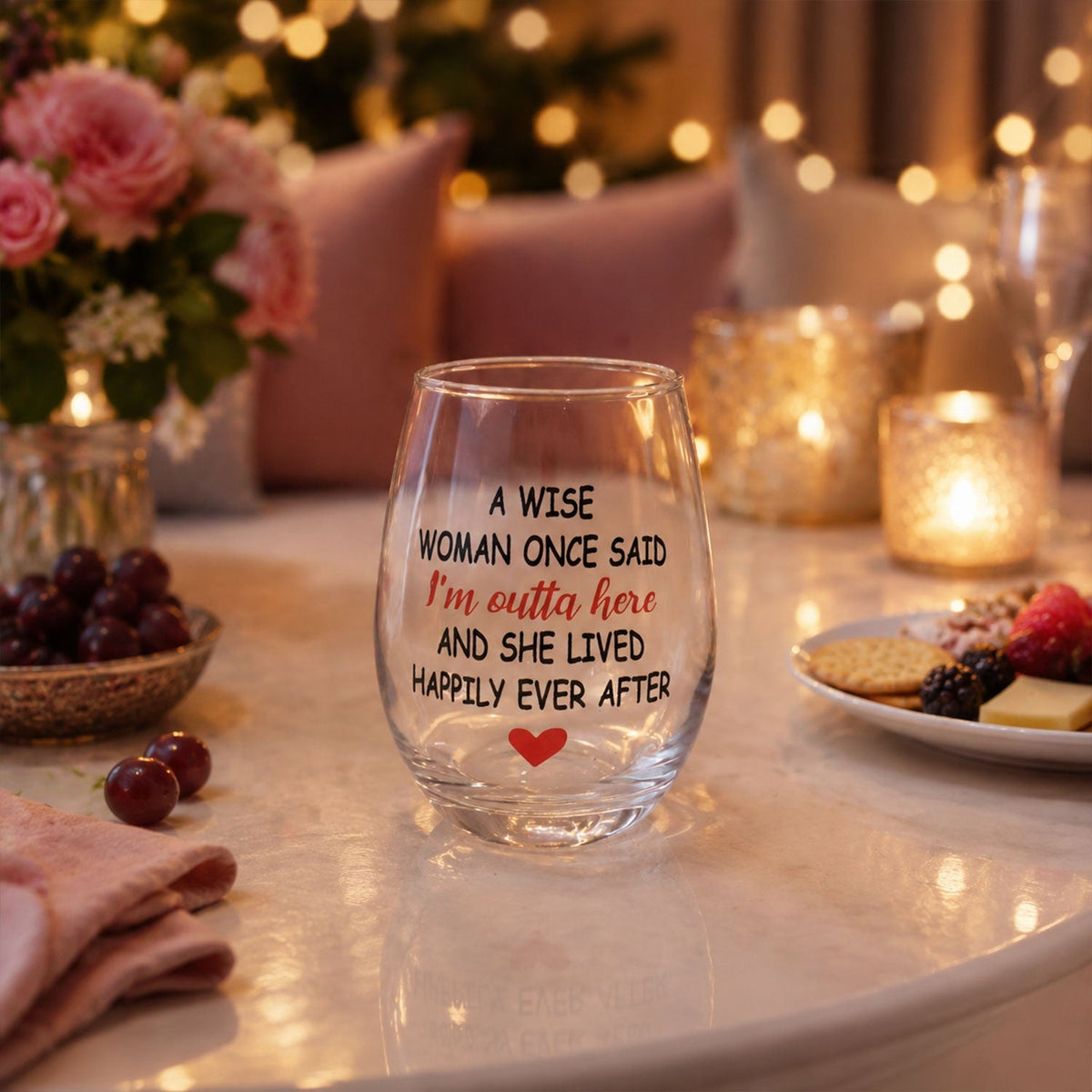 Printed quote stemless glass tumbler with humorous design Main image