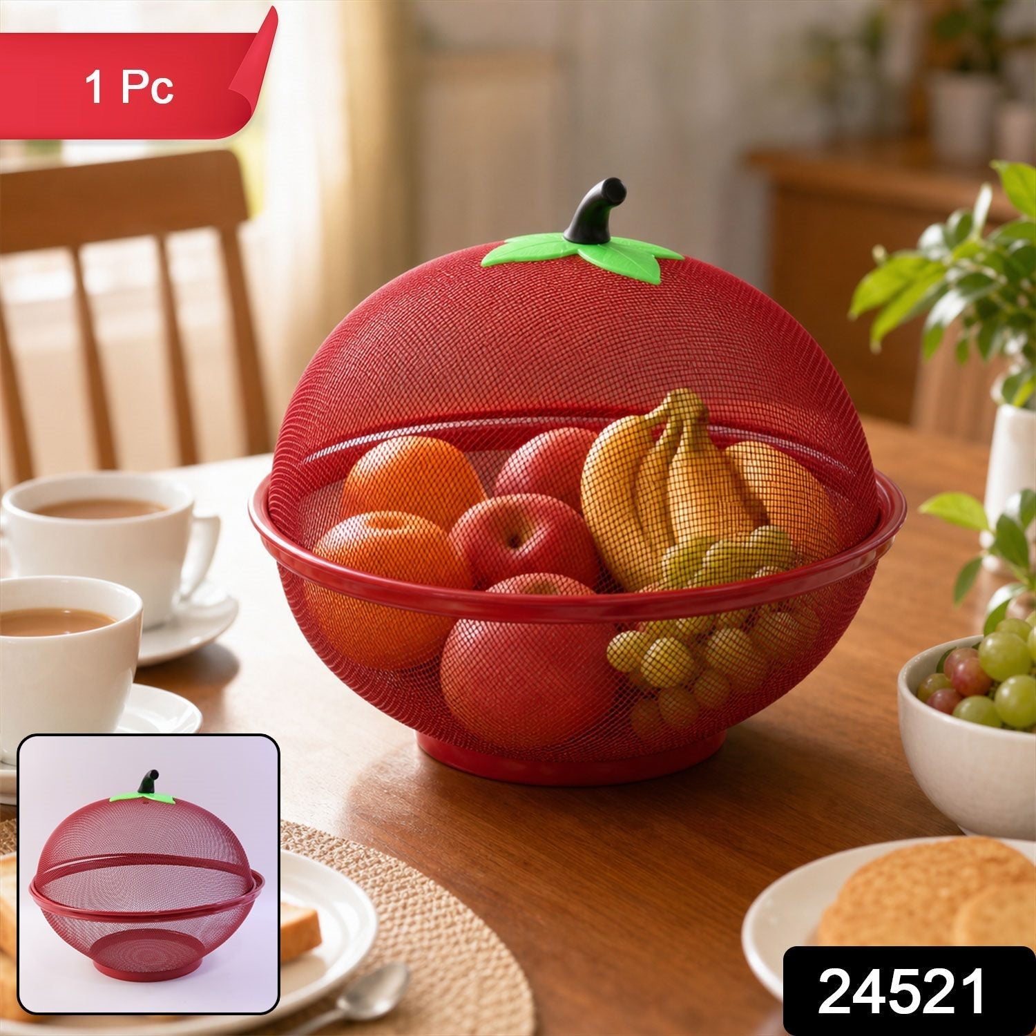 Apple Shaped Metal Net Fruit Basket – Stylish Kitchen Storage Secondary image