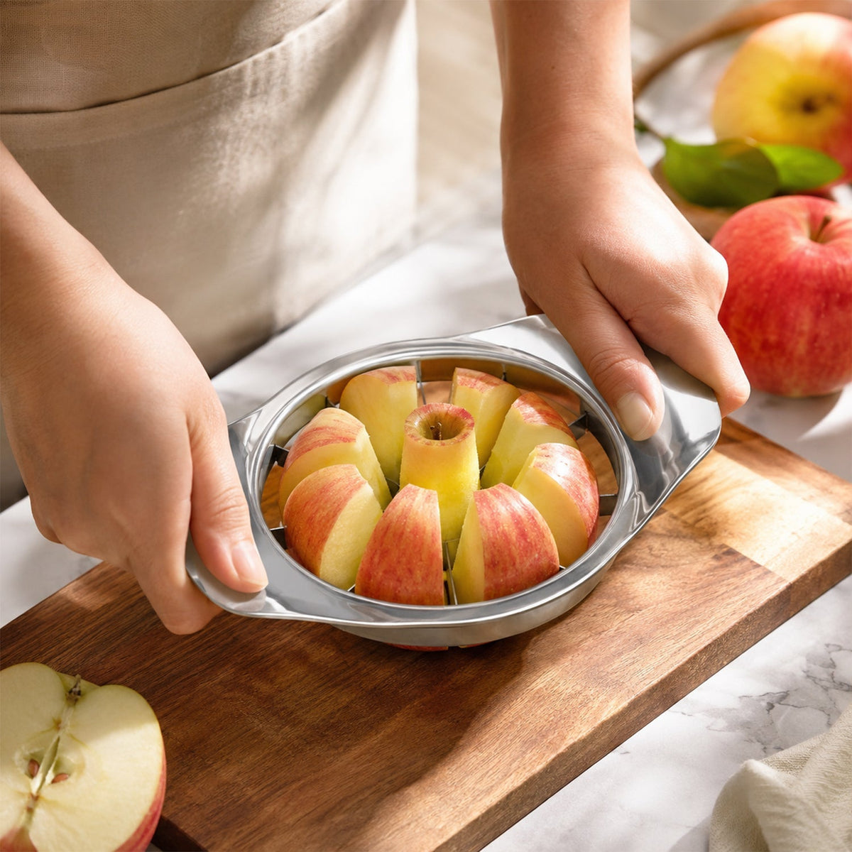 Stainless steel apple cutter in apple shape for easy slicing Main image