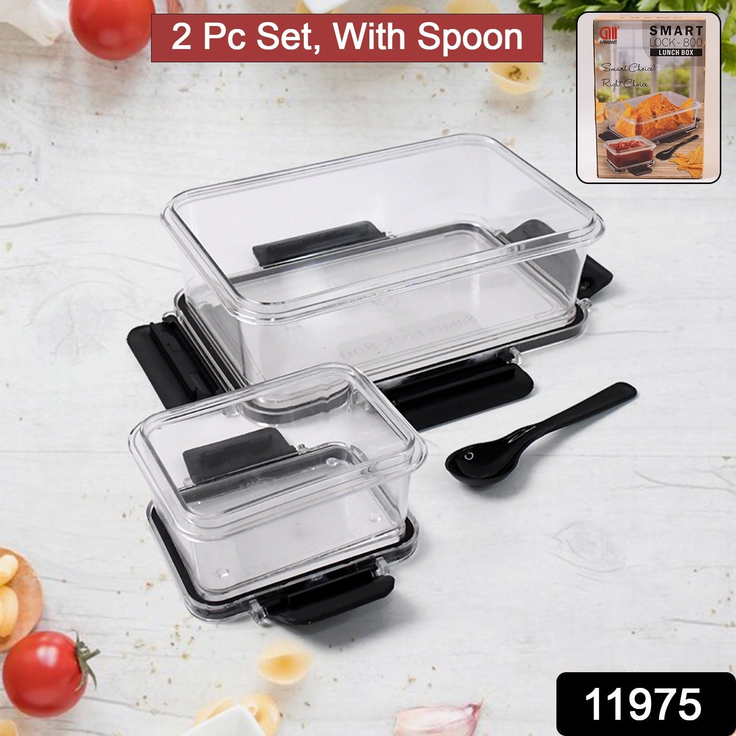 Plastic Kitchen Storage Container Set – Airtight Lock Lid & Spoon Secondary image