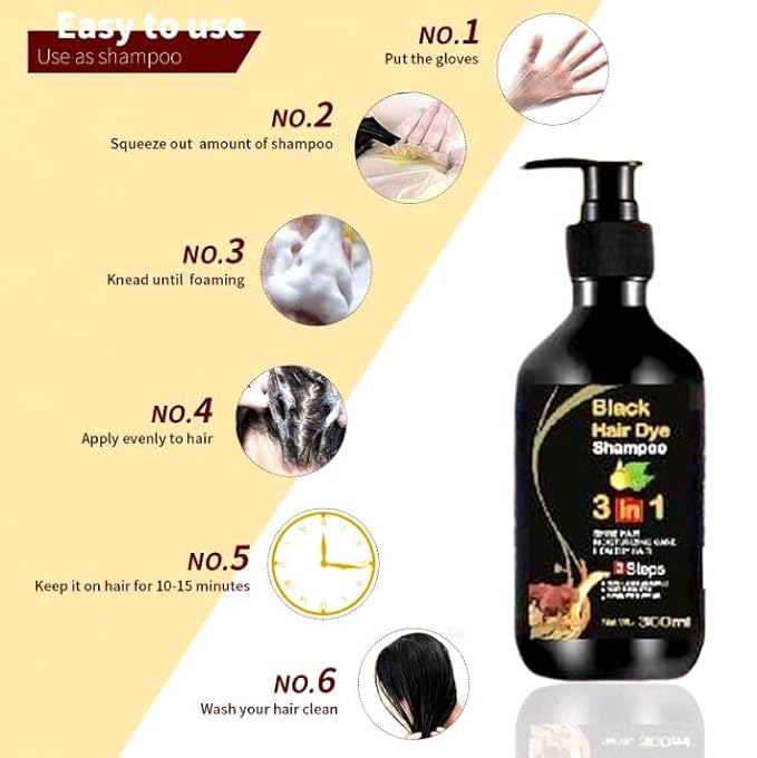 Black Hair Shampoo 3 in 1-100ml (Pack of 1) Secondary image