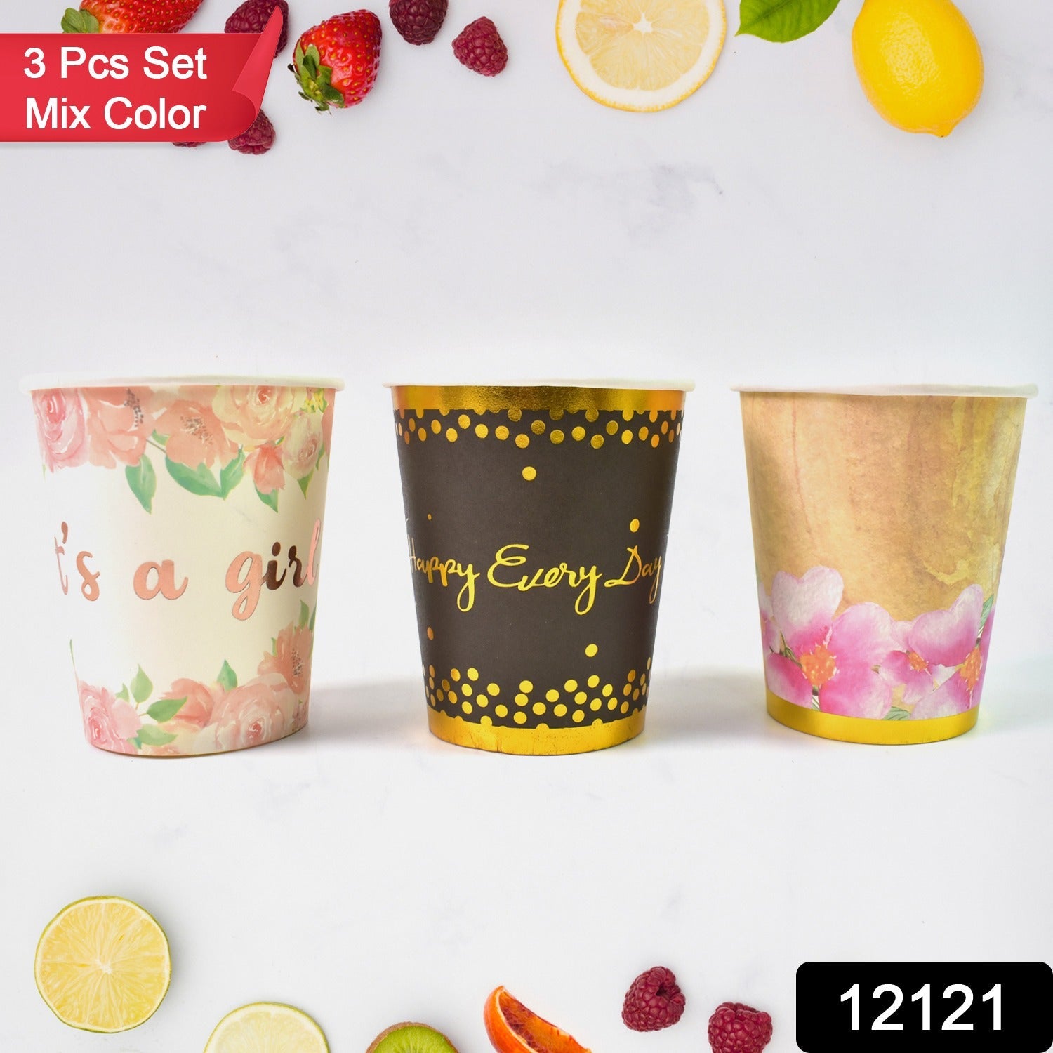 Disposable Paper Cups – Mixed Colour 3 Pcs Set | hydrozilla Secondary image