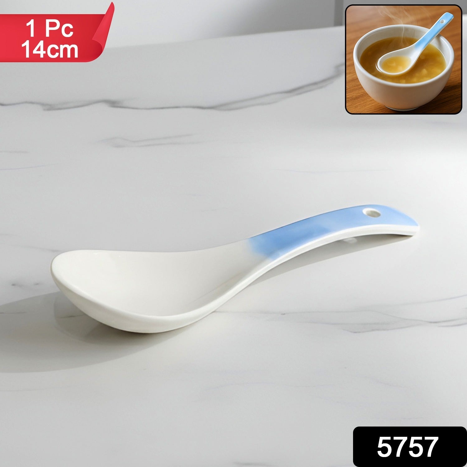 Ceramic Serving Spoon – Heat-Resistant 14 cm Ladle for Soups & Curries Secondary image