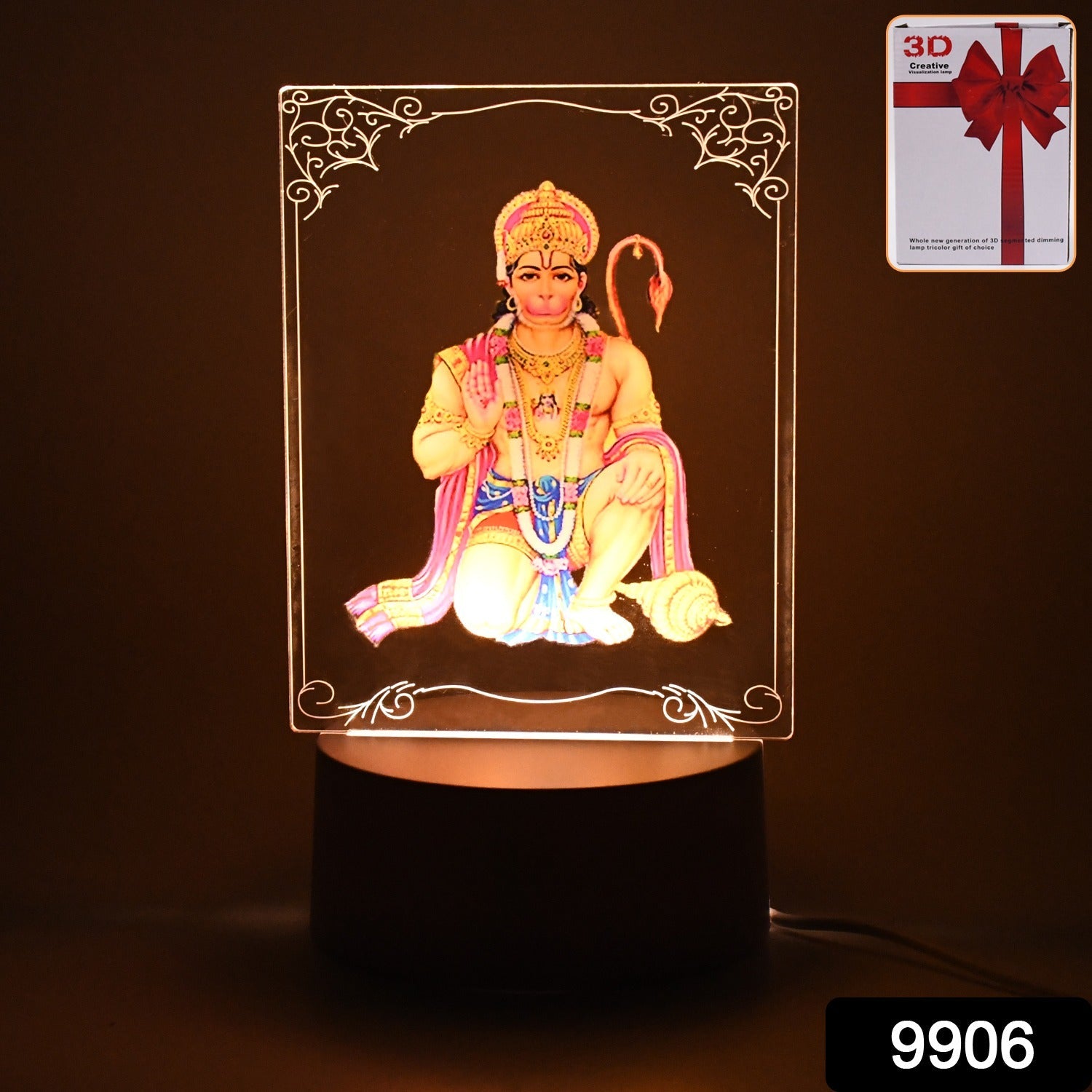 3D Lord Hanuman Frame with Soft White LED Light – Spiritual Decor Secondary image