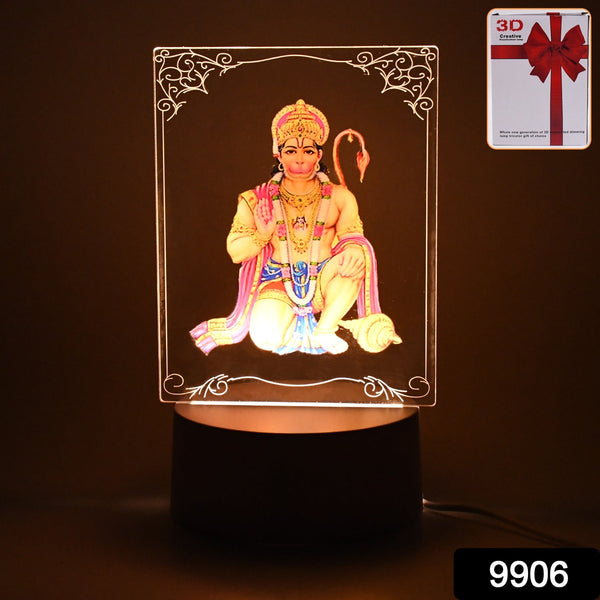 Close-up of 3D Lord Hanuman Frame with glowing LED for spiritual home decor