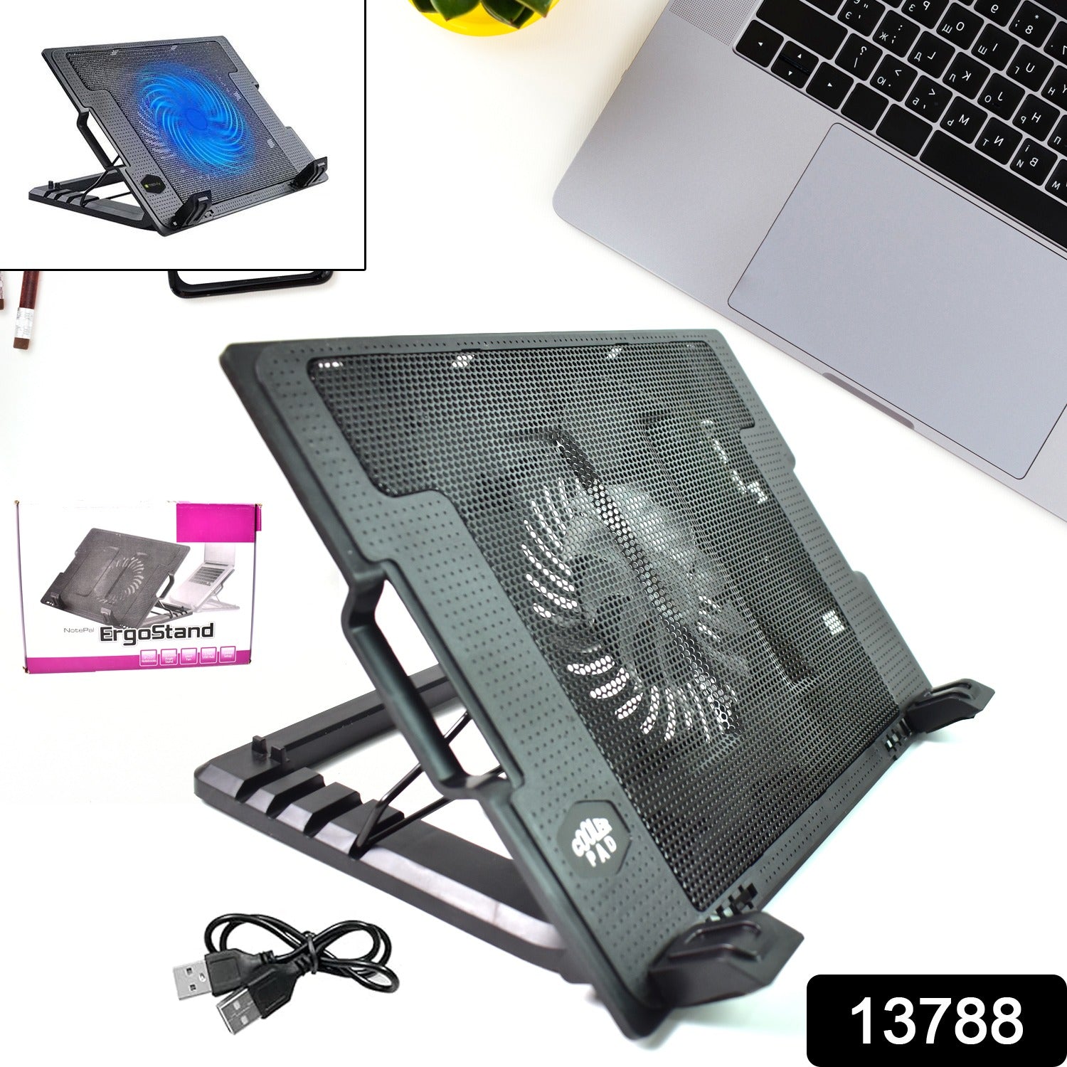 Laptop Cooling Pad – Adjustable Stand, Dual Fan | Indo Glow Secondary image