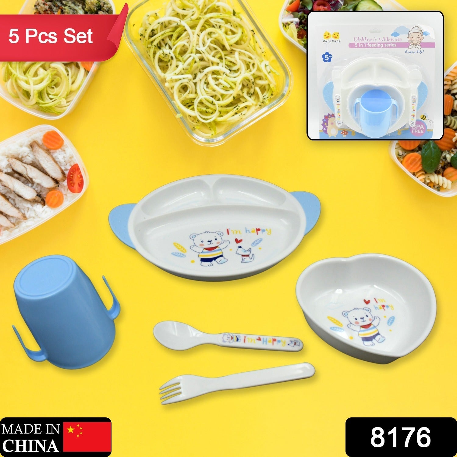 Baby Feeding Set – 5-in-1 Cartoon Dinnerware for Kids | Baby Ladle Secondary image
