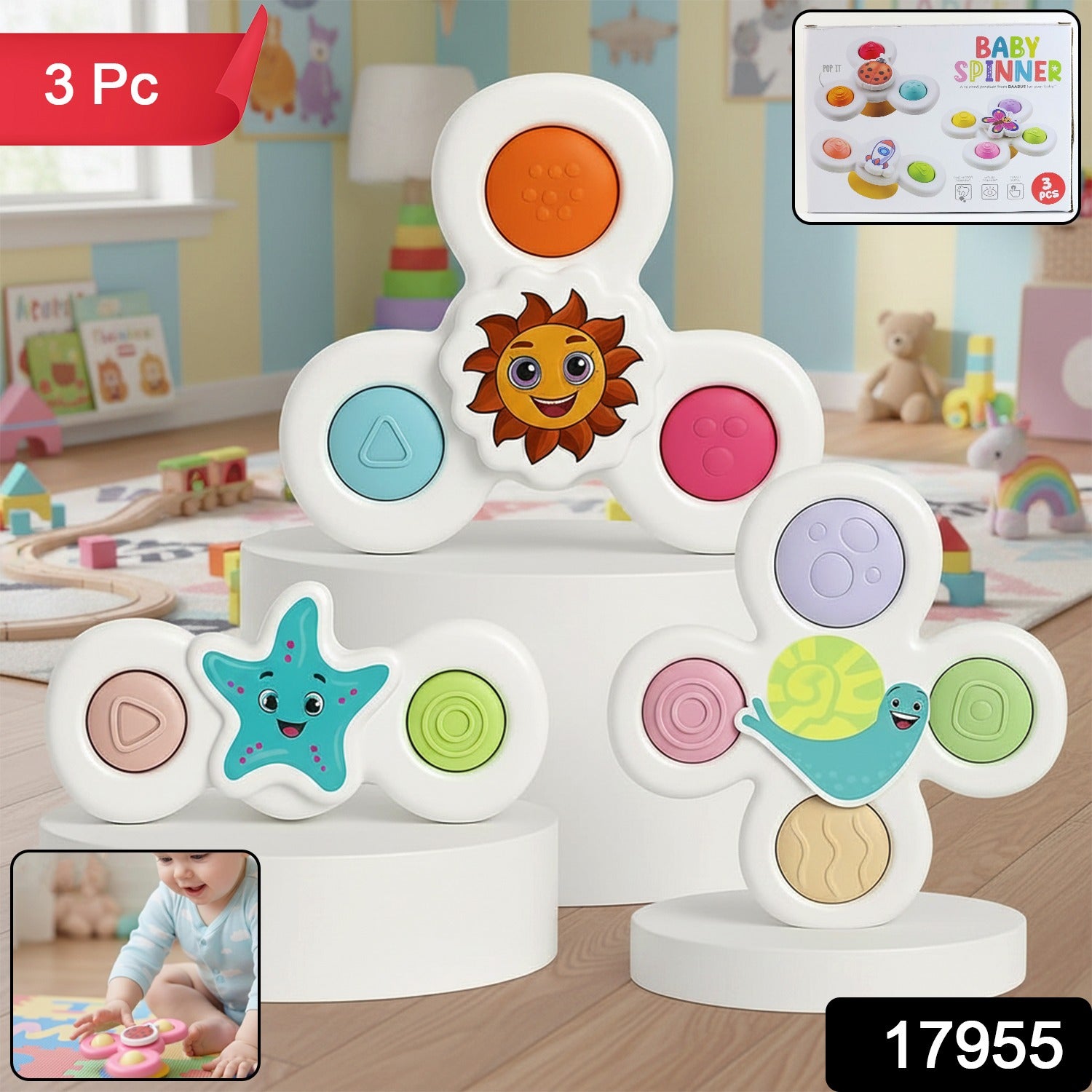 Baby Spinner Toy Set – Sensory Suction Toys for Motor Skills Secondary image