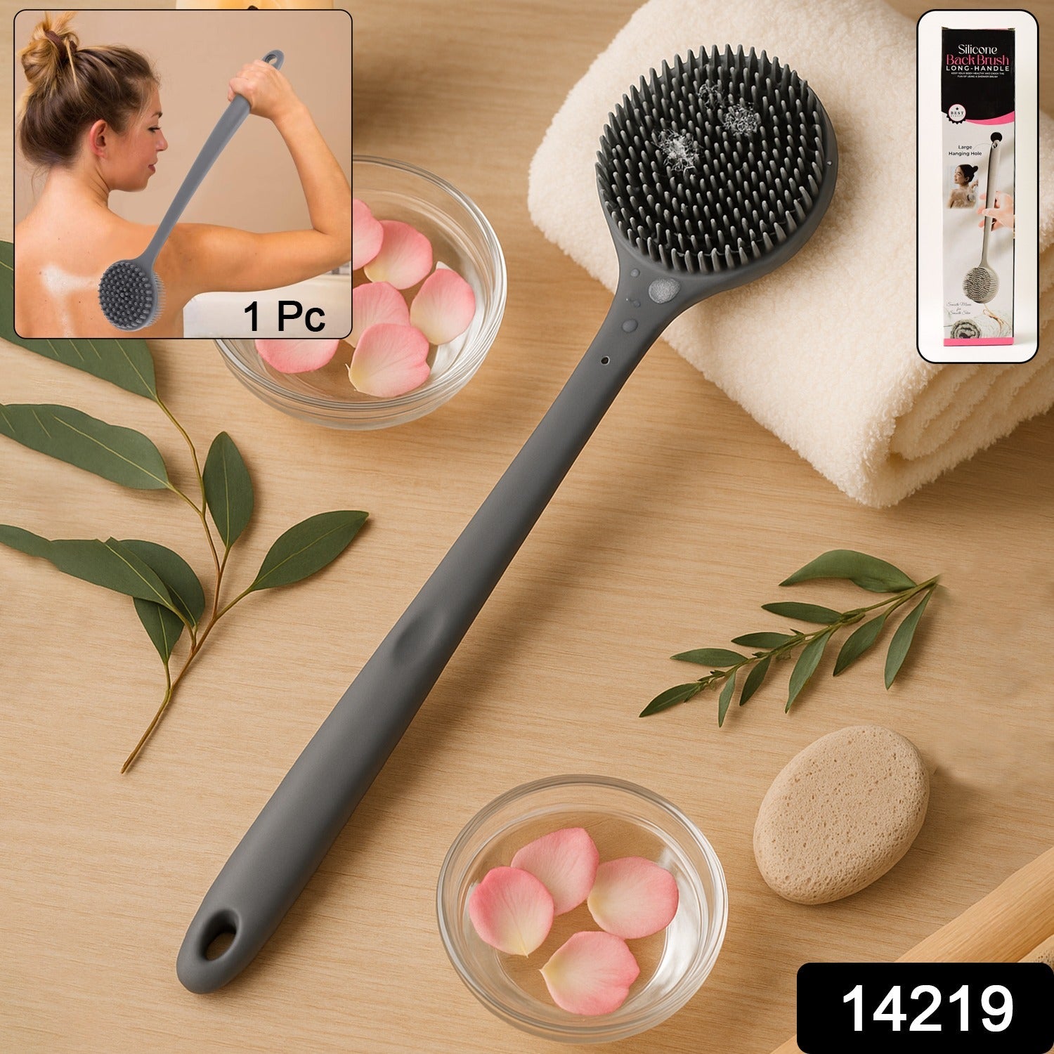 Silicone Back Scrubber Brush – Long Handle for Gentle Exfoliation Secondary image