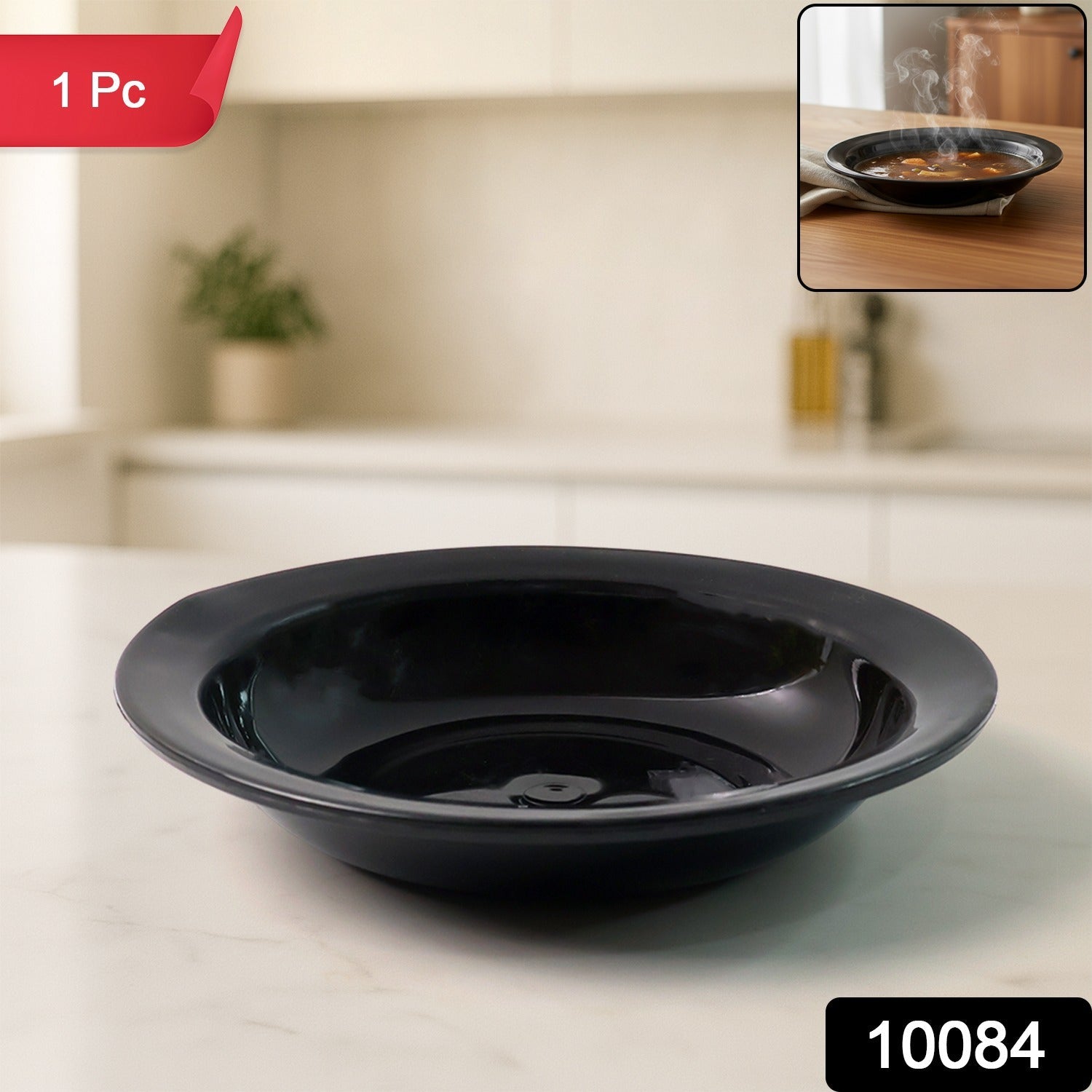 Deep Black Curry & Soup Serving Bowl – Durable & Elegant Secondary image