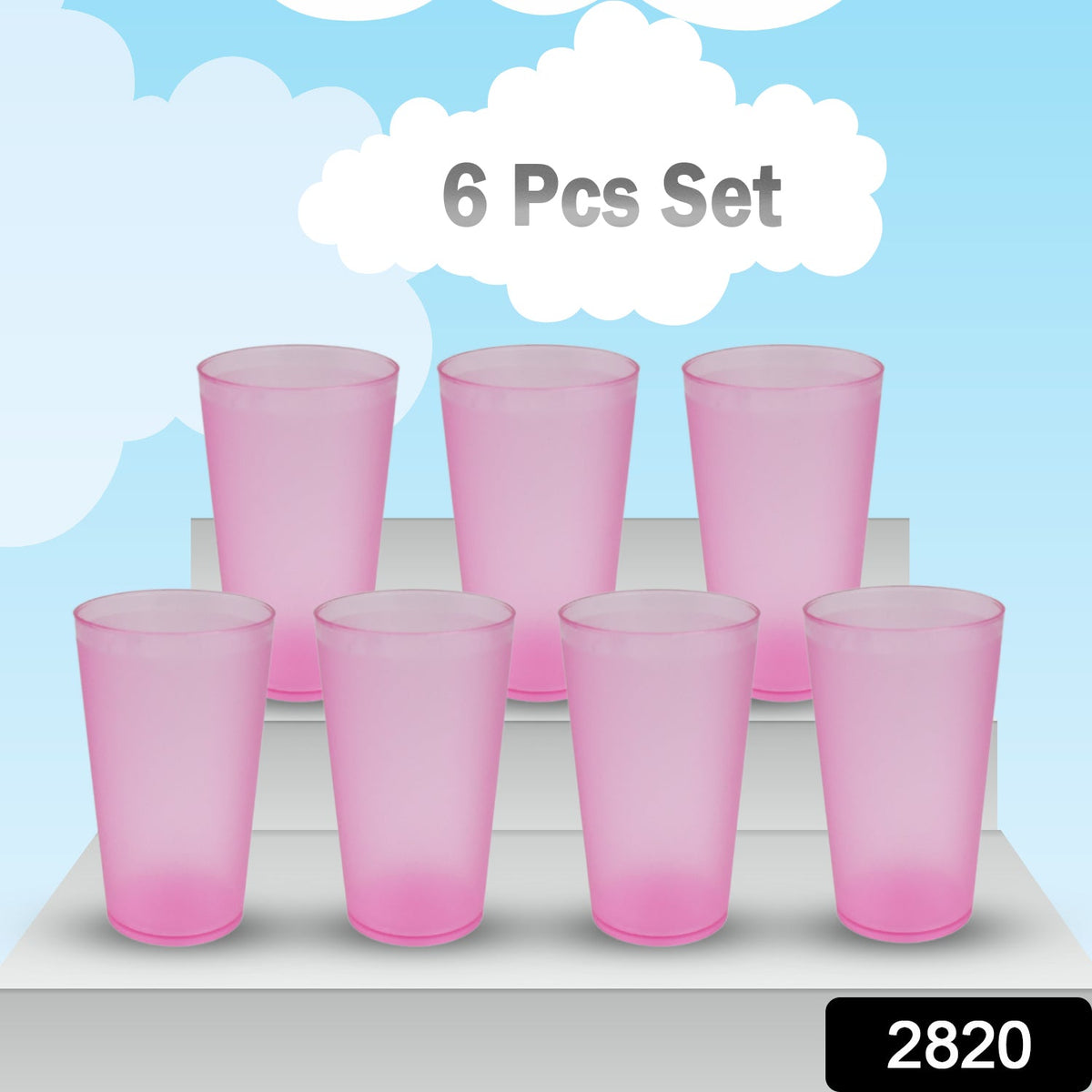 Durable 300ml plastic glasses from the set, perfect for water and beverages. Main image