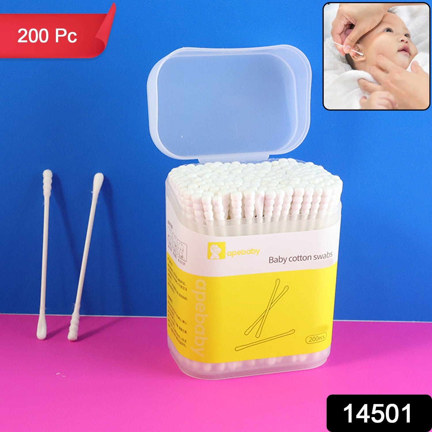 Baby Cotton Swabs – Ultra-Soft Double-Tip Safety, 200 Pc Secondary image