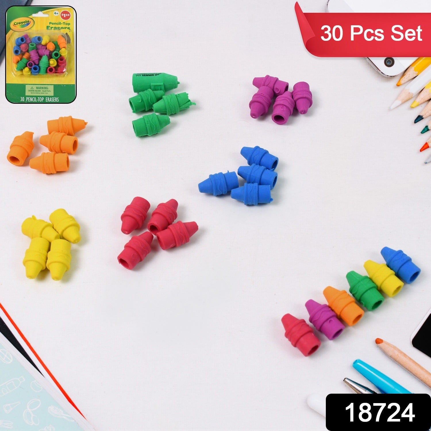Pencil Top Erasers – Colorful Rubber for Kids' School | Writezo Secondary image