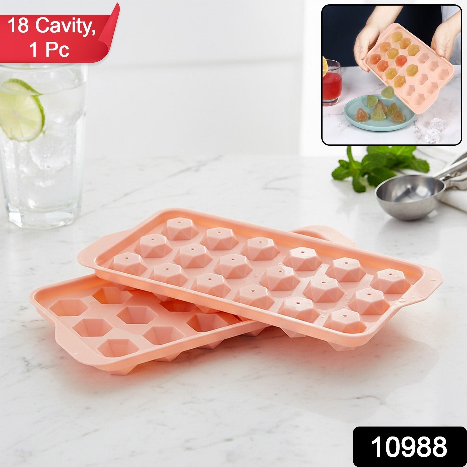 Plastic Ice Cube Tray – 18 Diamond Cavities for Easy Release Secondary image