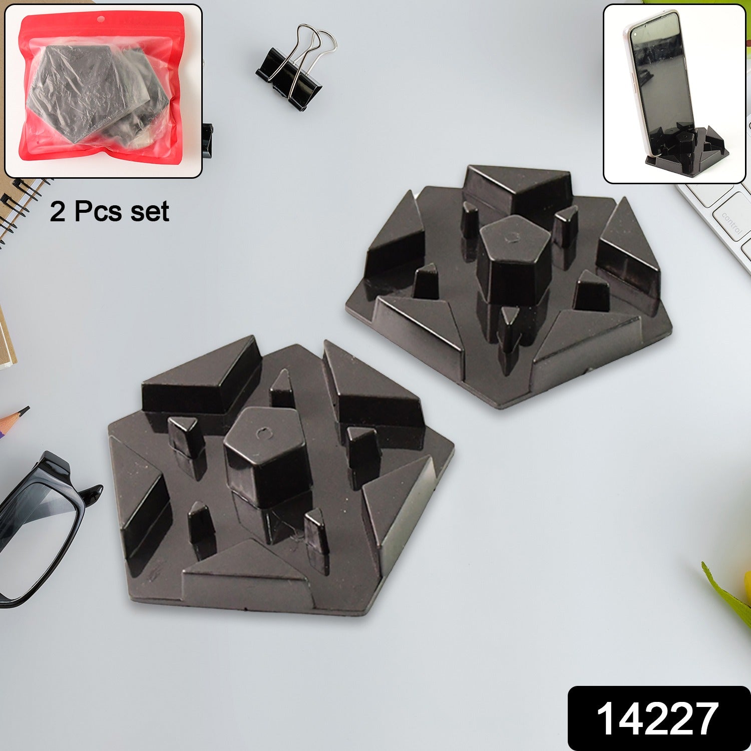 Multi-Angle Mobile Phone Stand – Hexagonal Plastic Holder 2 Pc Secondary image