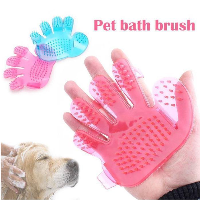 Pet grooming glove with soft rubber tips for fur removal and massage Main image