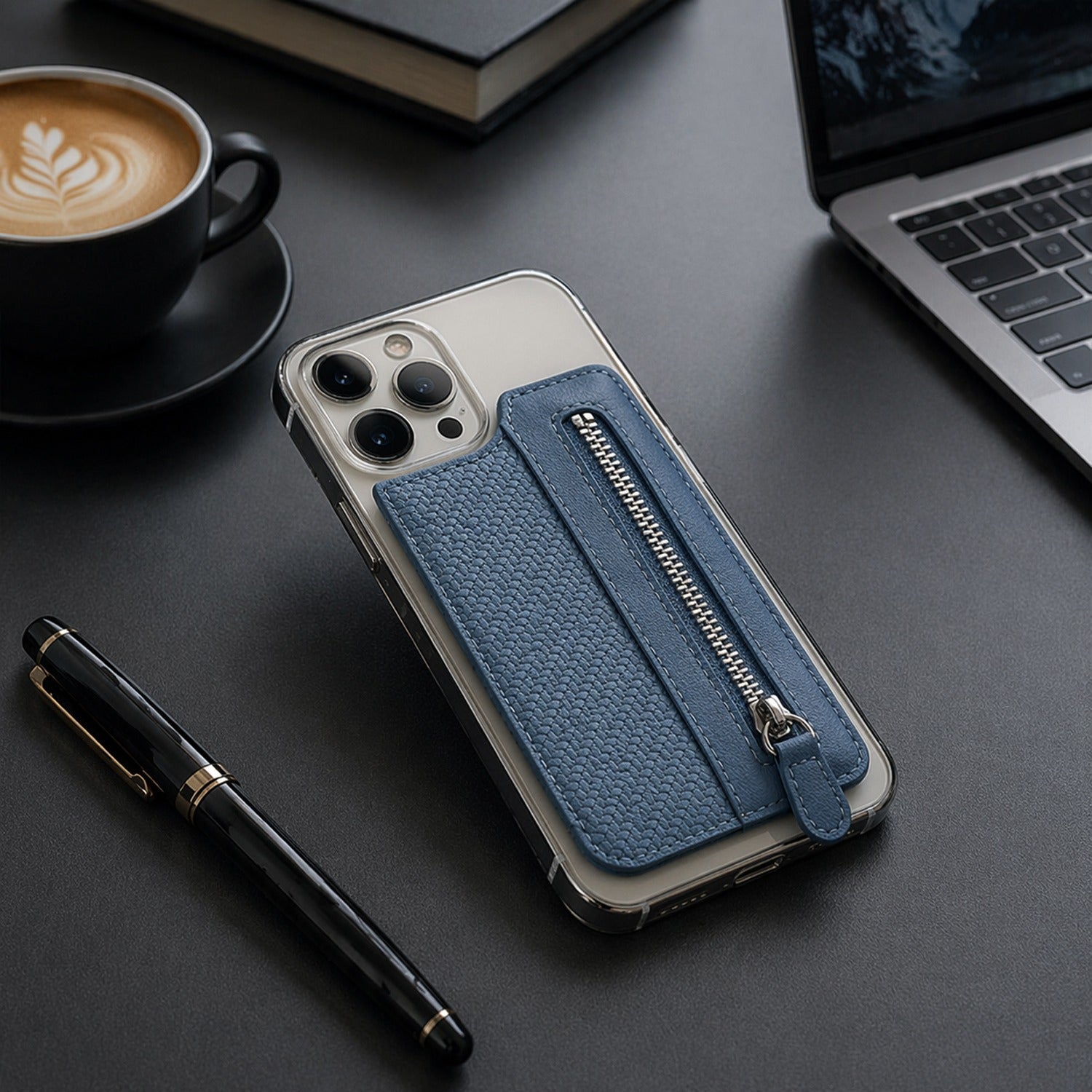 Adhesive Card Phone Holder – Zipper Pocket Wallet | Mobiléon Secondary image