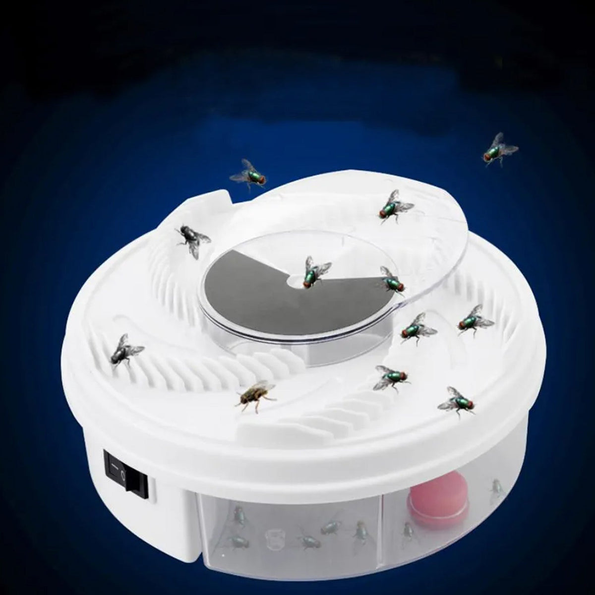 Electric fly trap device with rotating mechanism, ready for use. Main image
