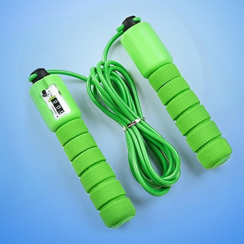 Electronic counting skipping rope in use, showing digital display. Main image