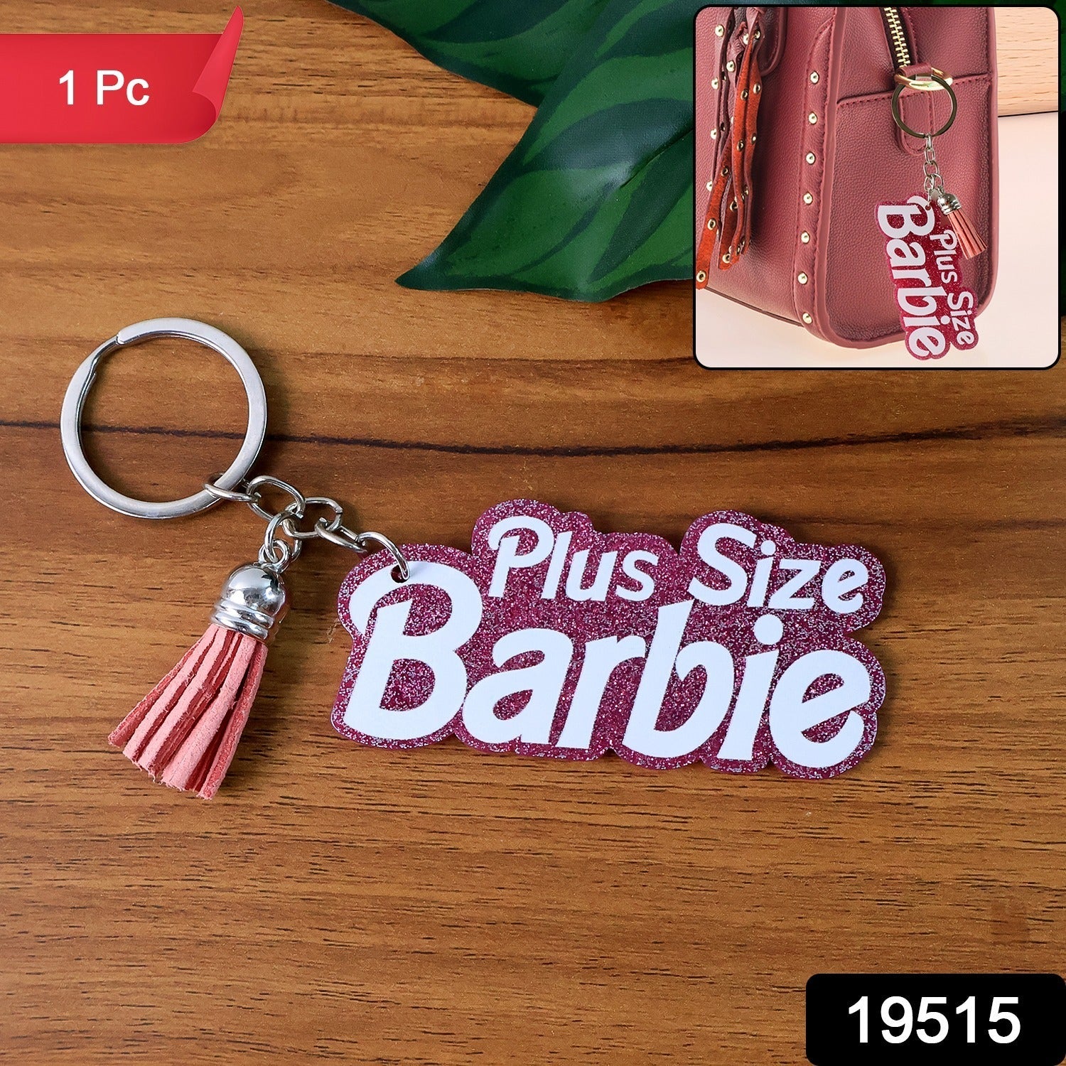 Plus Size Barbie Keychain – Glitter Finish & Tassel Charm Secondary image