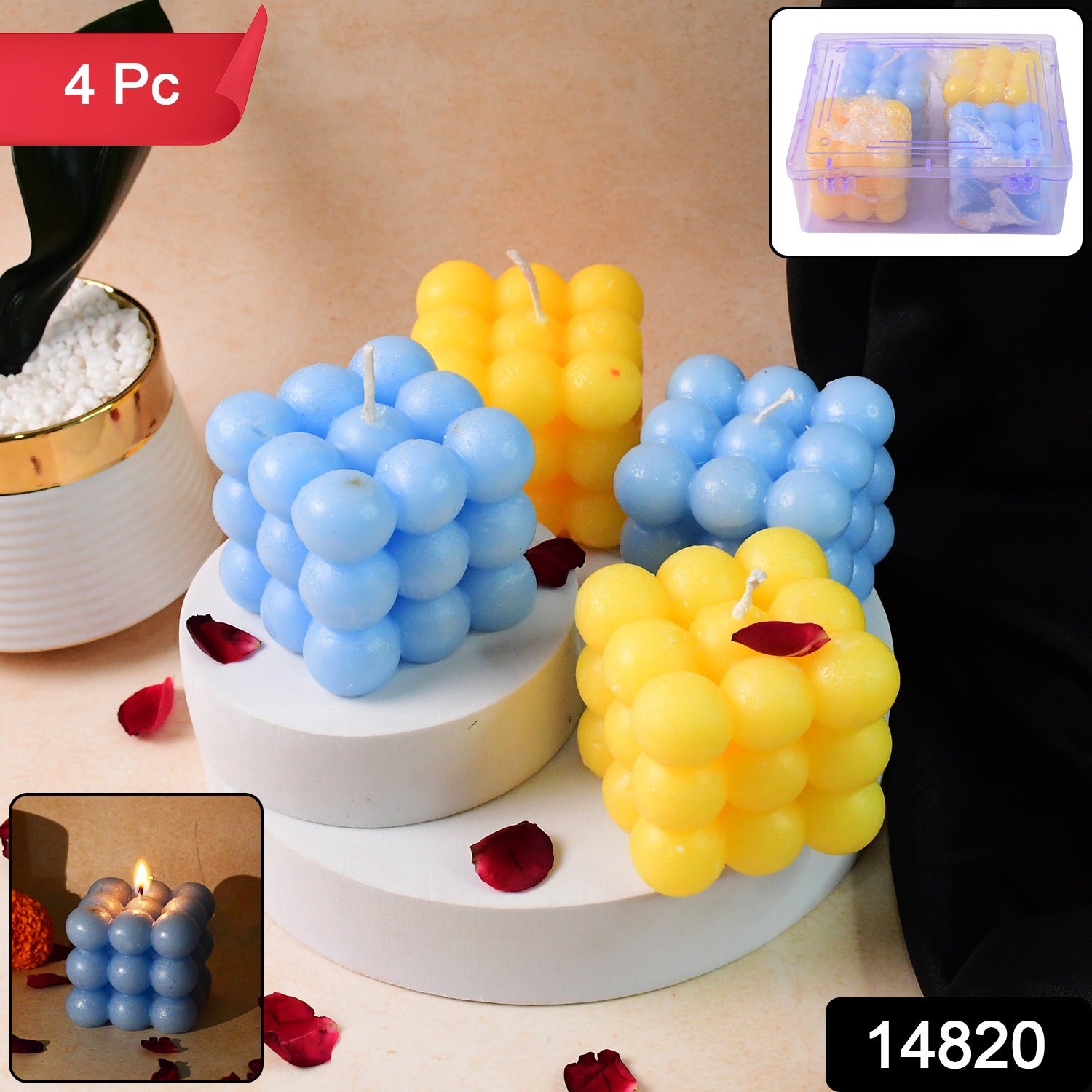 Cube Candles – Colorful Decorative Wax Set of 4 Secondary image