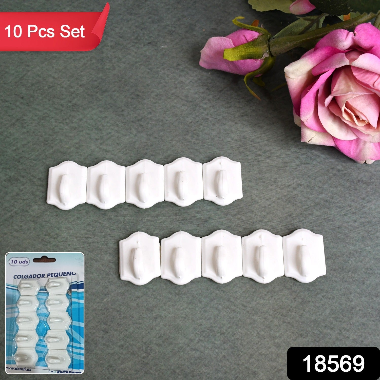 Adhesive Wall Hooks – Strong Drill-Free Set of 10 | GlimmerHome Secondary image