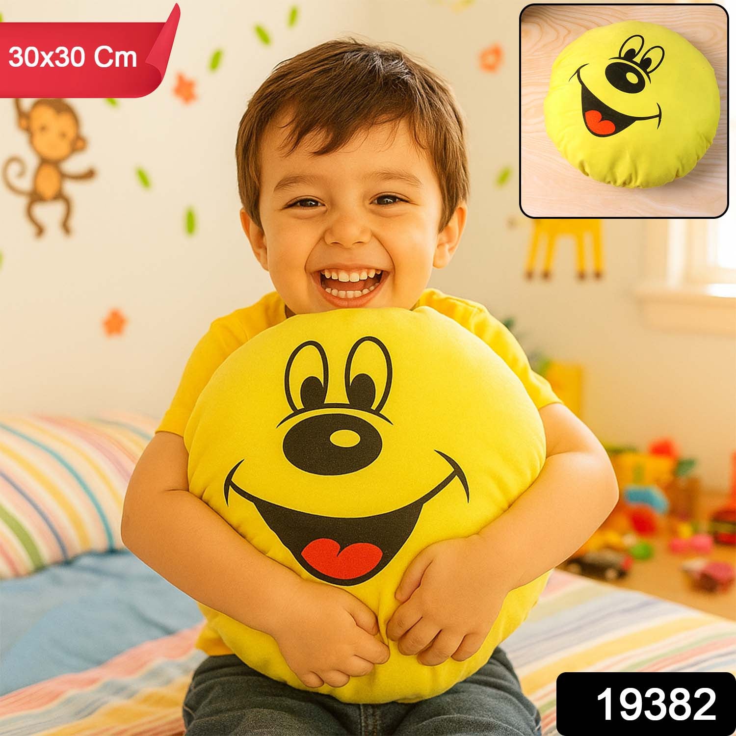 Smiley Face Plush Pillow Cushion – Soft & Cozy 30x30 cm Secondary image