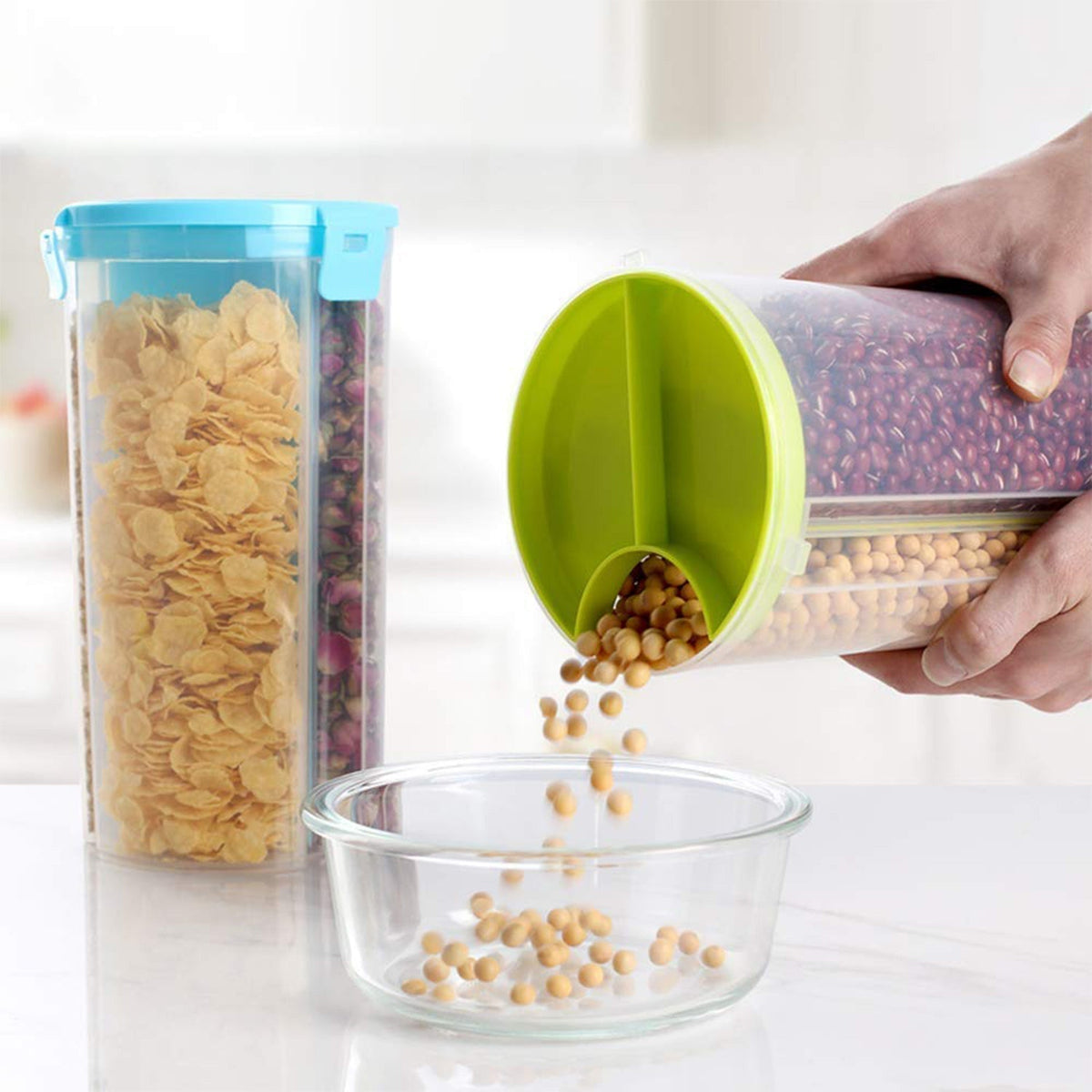 Transparent 3-in-1 airtight storage container showcasing its multi-purpose design. Main image