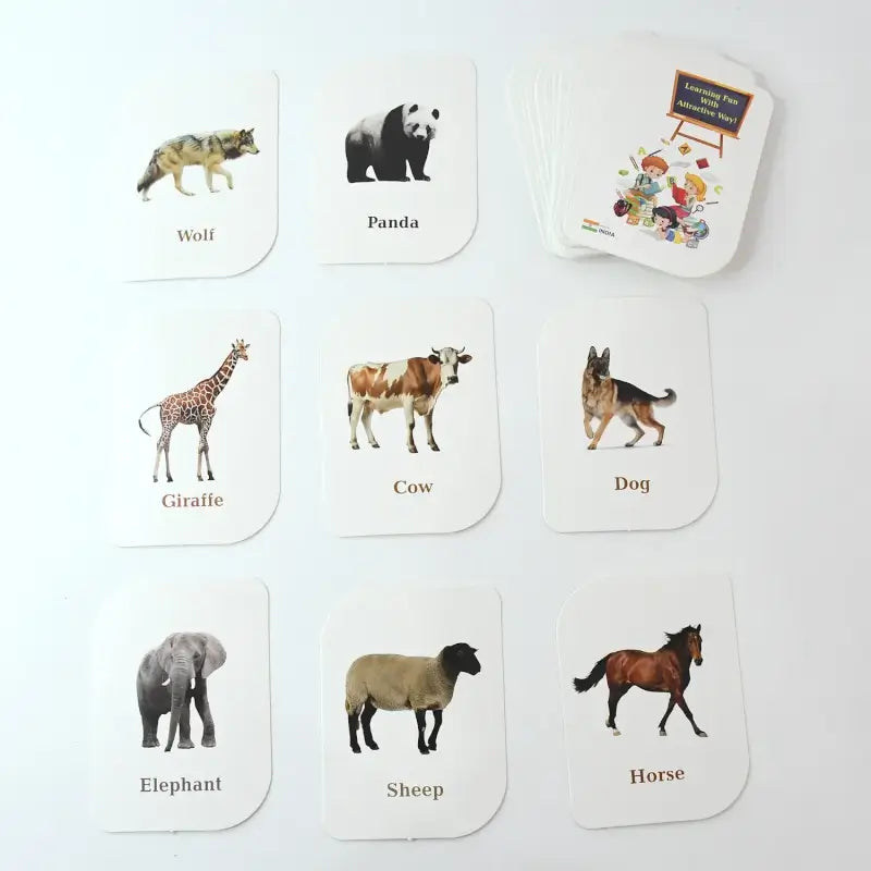 32-Piece Animal Flash Cards Set – Educational Learning Cards