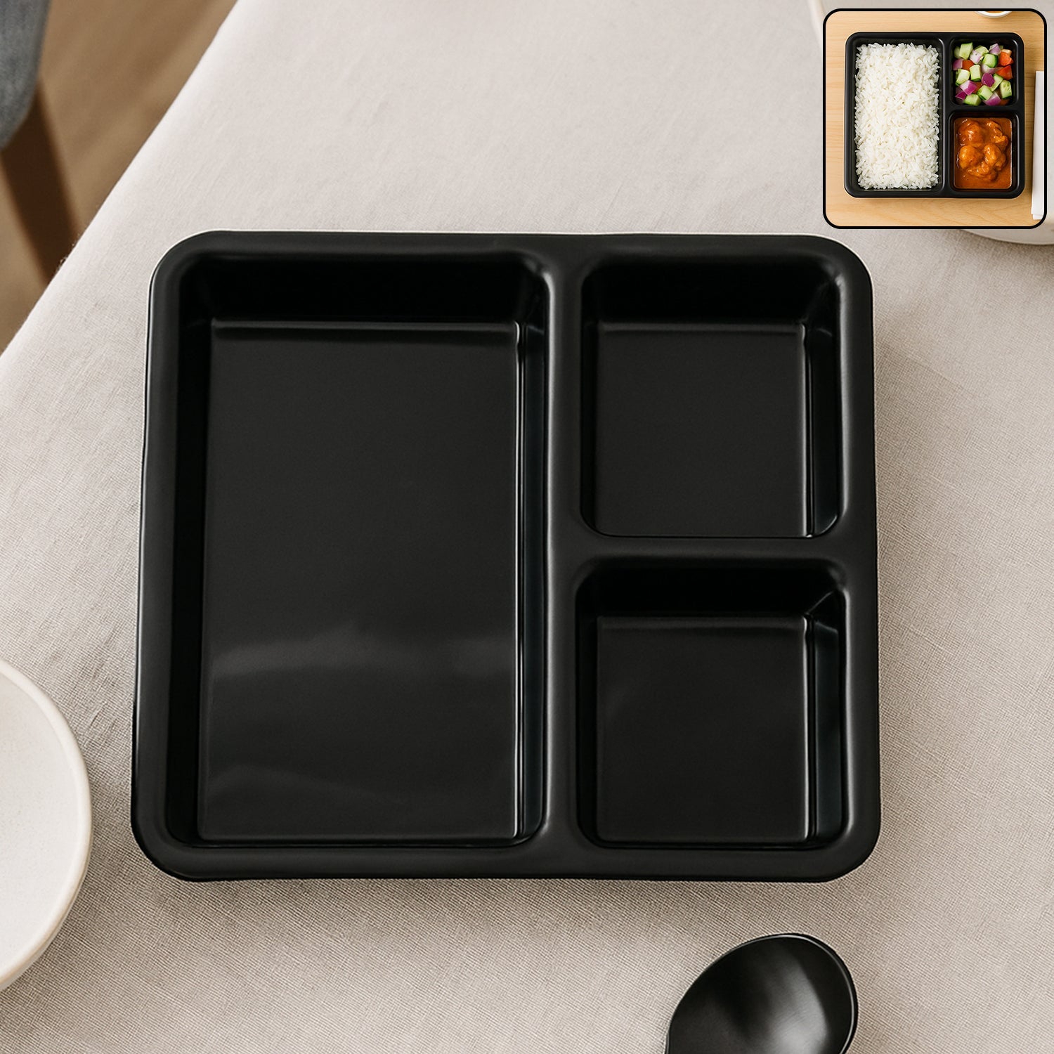 3-Compartment Meal Serving Tray – Durable & Easy-Clean Plate Secondary image
