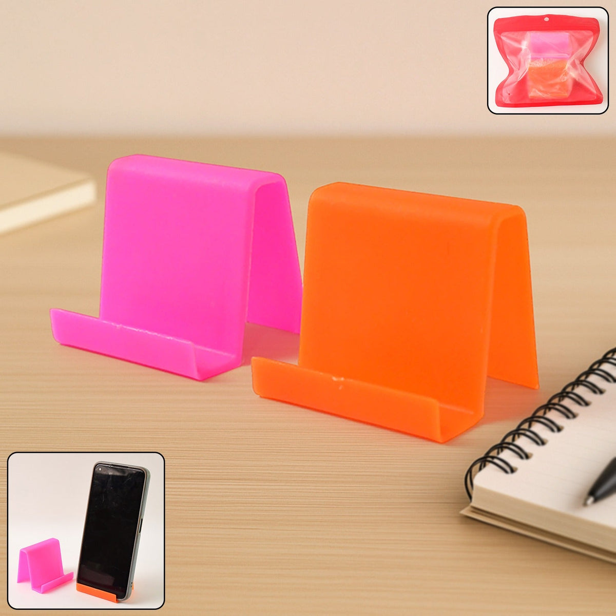 Mobile phone stand showing angled plastic support in use Main image