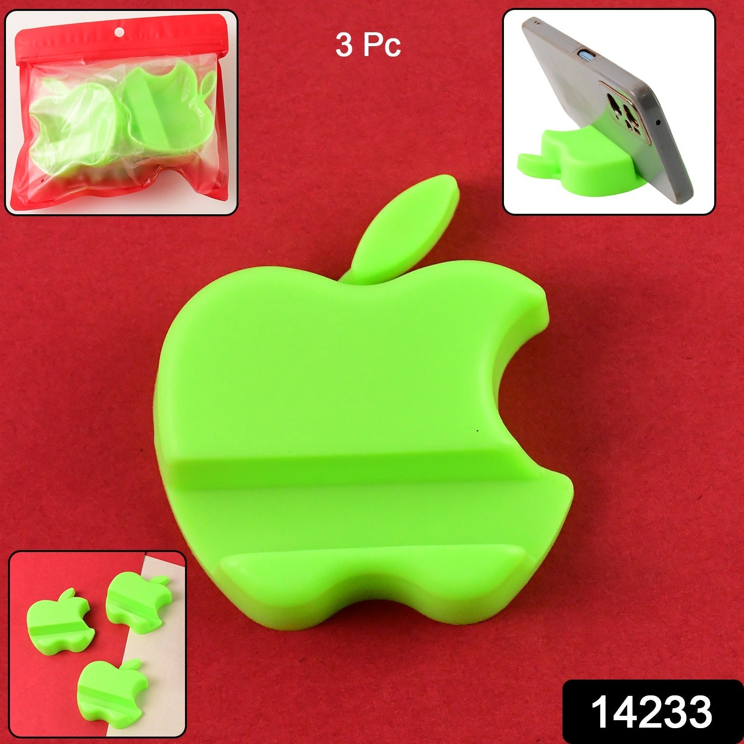 Apple-Shaped Mobile Phone Stand – Compact 3-Piece Set Secondary image