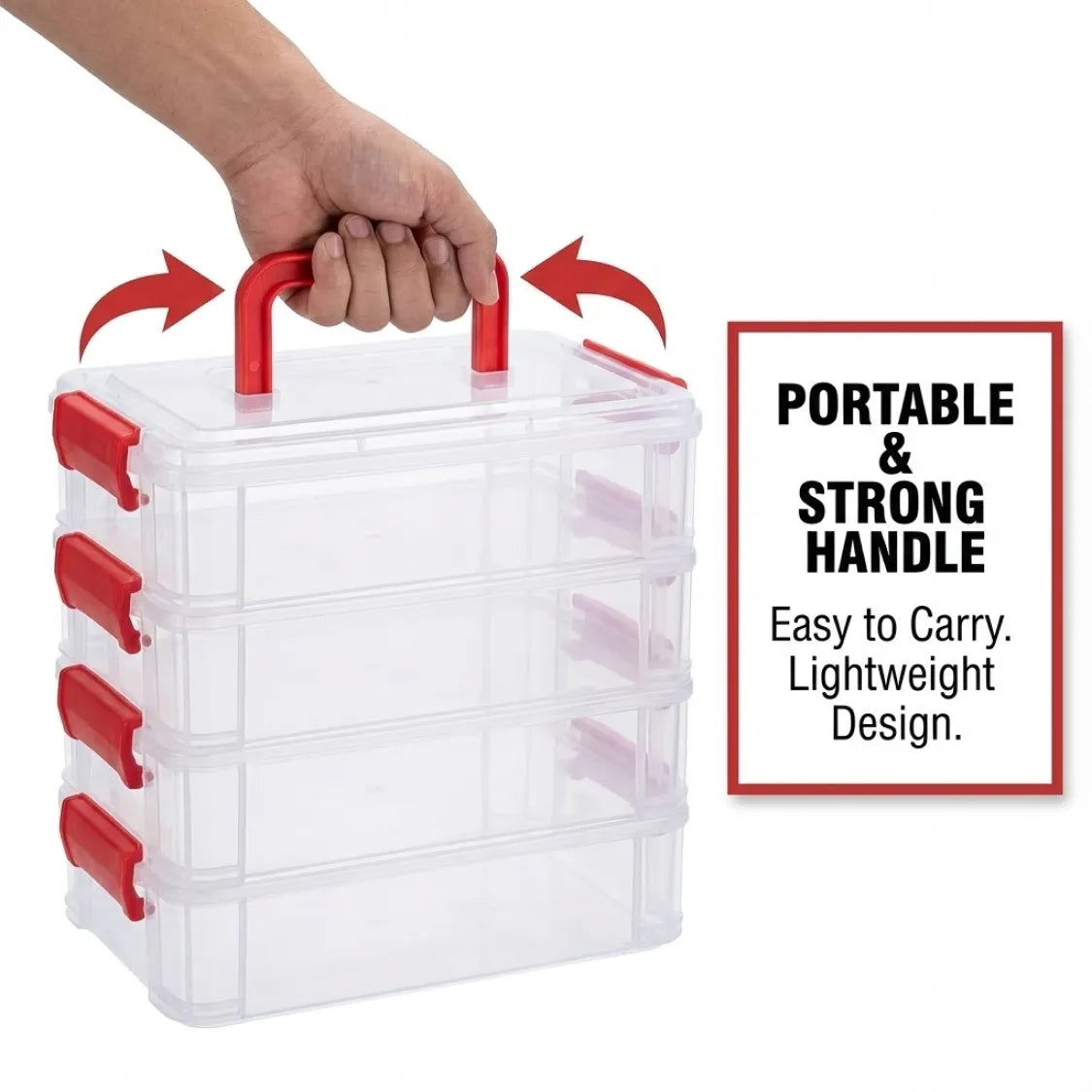 Plastic Storage Box – 4-Layer Transparent Organizer with Handle Secondary image