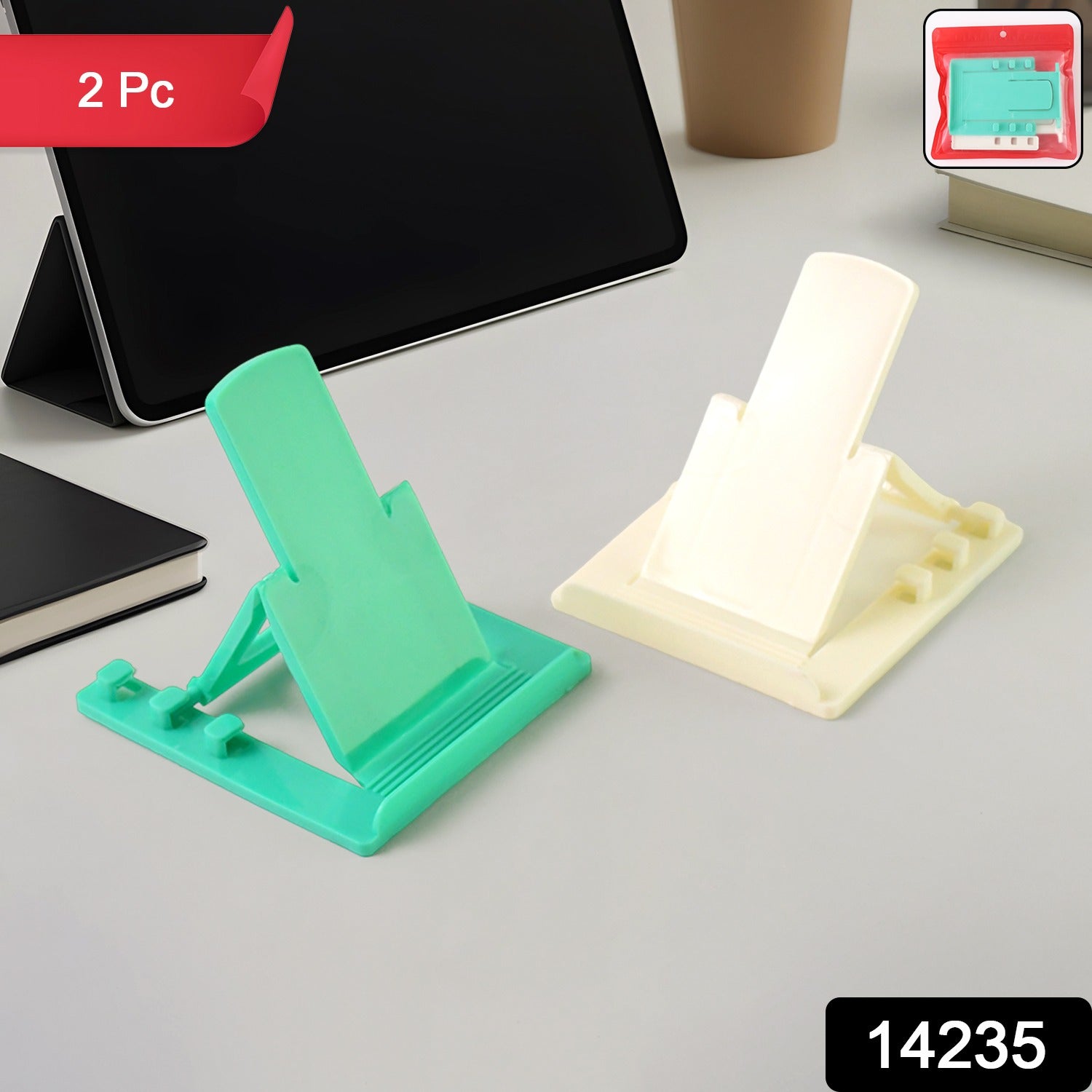 Mobile Phone Stand – Adjustable Foldable Plastic Holder Set (2 Pc) Secondary image
